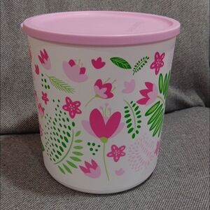 Tupperware Pink and Green Floral Container